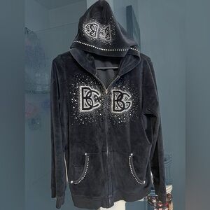BCBG y2k rhinestone hoodie and zip up sweatshirt size xl fits as large as well